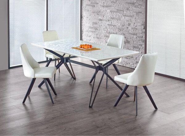 Masa PASCAL, alb/negru, 160x90x76 cm