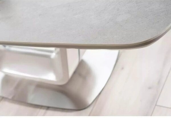 Masa ARMANI, gri cu efect de marmura, 160/220x90x76 cm