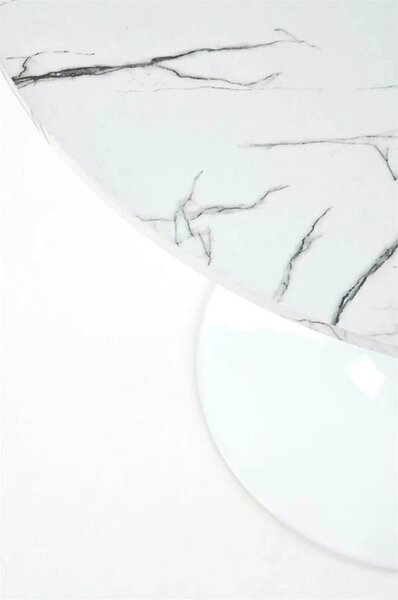 Masa DENVER, alb cu efect de marmura/alb, 80x80x73 cm