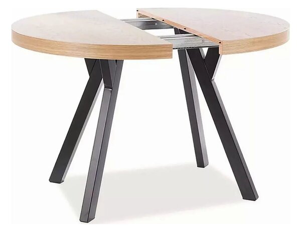 Masa DOMINGO, stejar natural/negru, PAL laminat, 100/250x100x76 cm