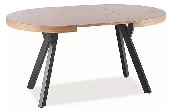Masa DOMINGO, stejar natural/negru, PAL laminat, 100/250x100x76 cm