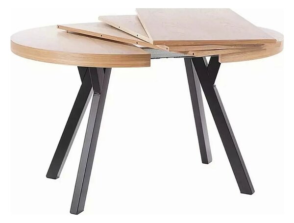 Masa DOMINGO, stejar natural/negru, PAL laminat, 100/250x100x76 cm