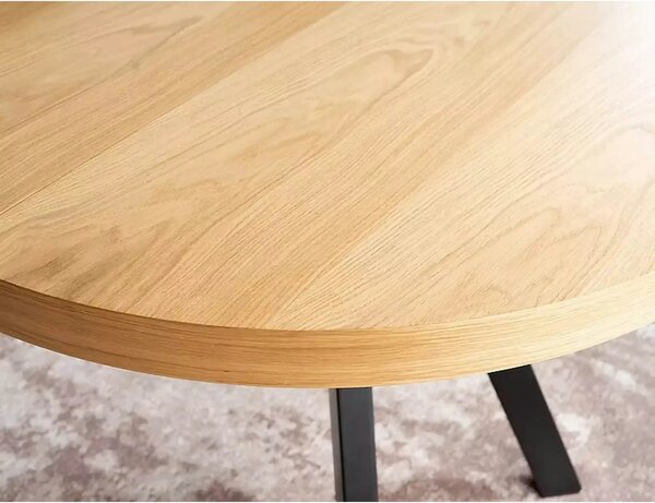 Masa DOMINGO, stejar natural/negru, PAL laminat, 100/250x100x76 cm