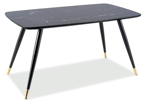 Masa CYRYL, negru cu efect de marmura, 140x80x75 cm