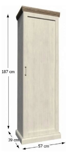 Dulap ROYAL S1D, pin nordic/stejar salbatic, PAL melaminat, cu o usa