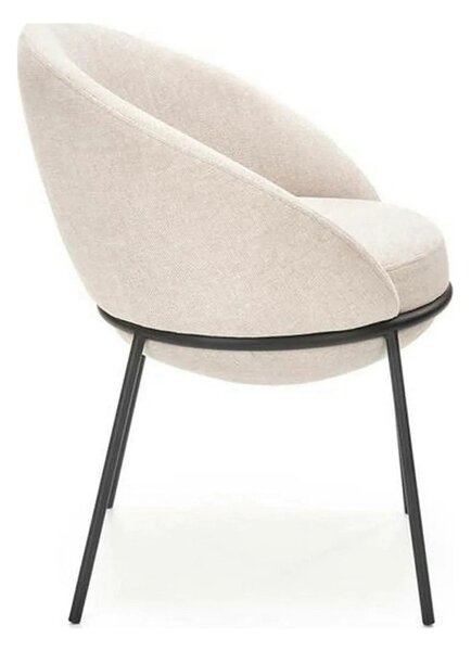 Saun tapitat dining K482, bej/negru, stofa clasica/metal, 61x59x78 cm