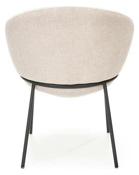 Saun tapitat dining K482, bej/negru, stofa clasica/metal, 61x59x78 cm