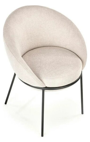 Saun tapitat dining K482, bej/negru, stofa clasica/metal, 61x59x78 cm