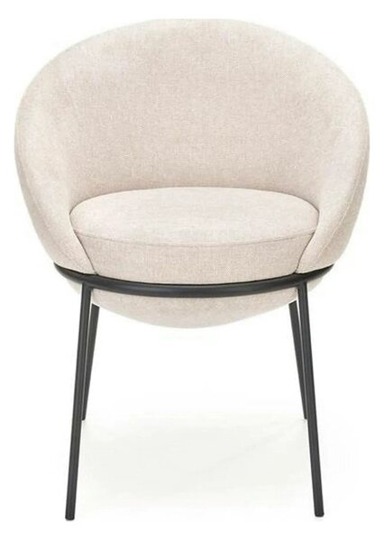 Saun tapitat dining K482, bej/negru, stofa clasica/metal, 61x59x78 cm