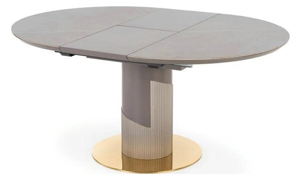 Masa eleganta living MUSCAT, gri cu efect marmura/auriu, 120/160x120x7