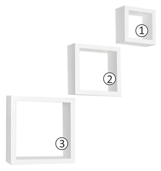 Set 3 rafturi KVADRO NEW DR-WS-6103, alb