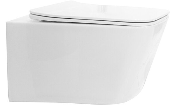 Set vas WC suspendat, Fluminia, Paris, rimless, cu capac quick release si soft close, alb
