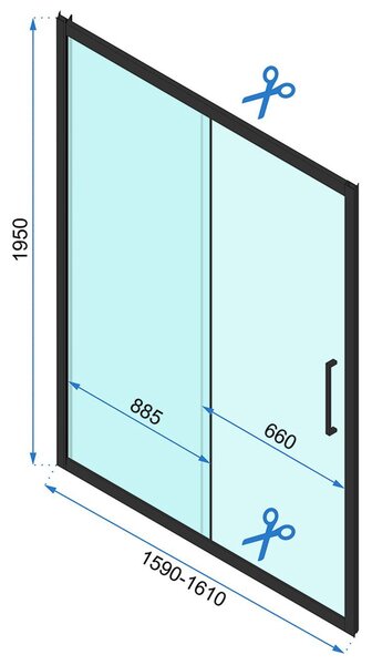 Rea Rapid Slide, cabină de duș cu 3 pereți 140 (uşă) x 100 (perete) x 100 (perete) x 195 cm, sticlă transparentă de 6 mm, profil auriu lucios, KPL-09430