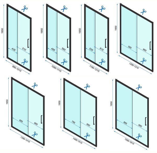 Rea Rapid Slide, cabină de duș cu 3 pereți 140 (uşă) x 100 (perete) x 100 (perete) x 195 cm, sticlă transparentă de 6 mm, profil auriu lucios, KPL-09430