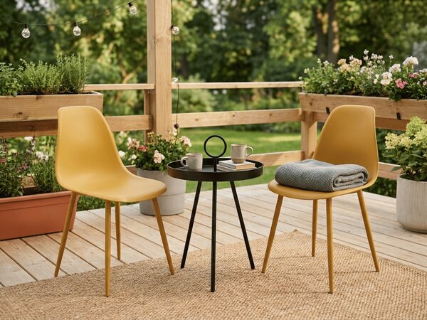Set de gradina OSAKA SIRVON - 2 scaune si masa rotunda, mustar