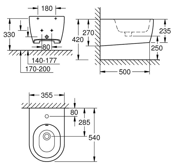 Grohe Essence bideu agăţat alb 3957400H