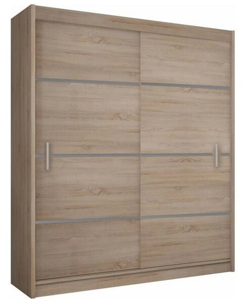 Dulap MERINA, PAL, stejar sonoma/gri, PAL melaminat, cu 2 usi, 150x60x