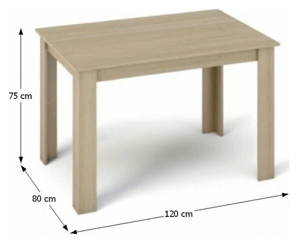 Masa KRAZ, stejar sonoma, DTD laminat, 120x80x75 cm