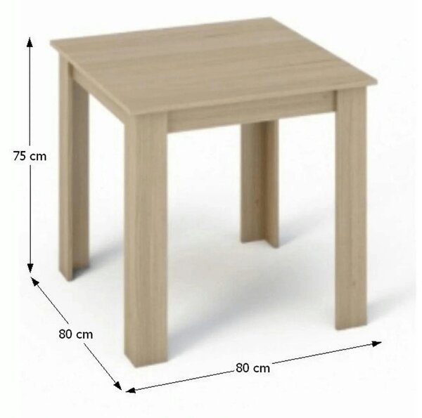 Masa KRAZ, stejar sonoma, DTD laminat, 80x80x75 cm
