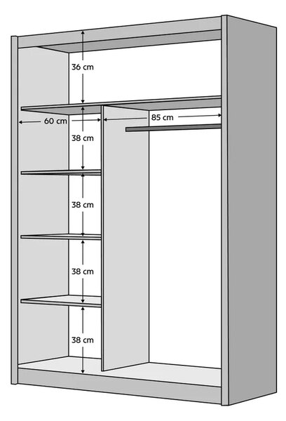 Dulap MERINA, PAL, stejar sonoma/gri, PAL melaminat, cu 2 usi, 150x60x
