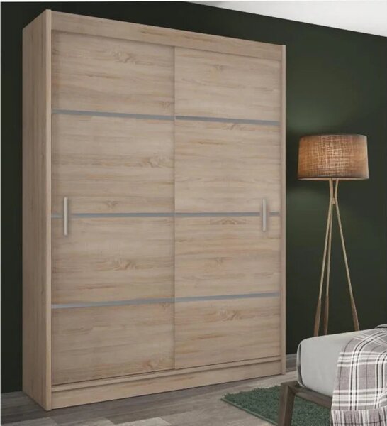 Dulap MERINA, PAL, stejar sonoma/gri, PAL melaminat, cu 2 usi, 150x60x