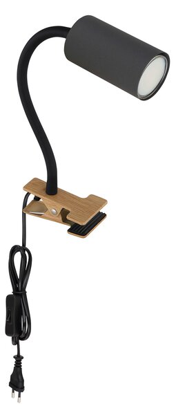 Globo Proiector cu clemă Robby Lee braț flexibil, Negru, Studiu / Birou, Metal, Modern