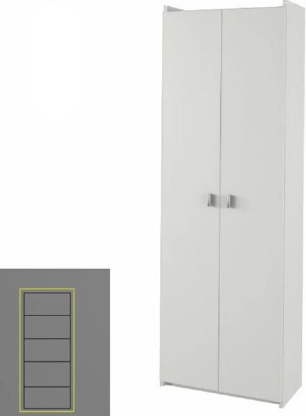 Dulap NATALI TYP 2, alb, PAL melaminat, cu 2 usi, 64x32x190 cm