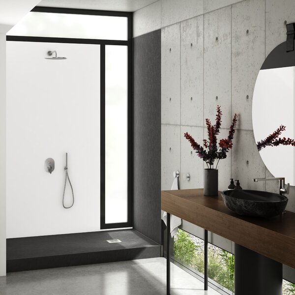 Schedpol New Horizons Black Stone cădiță de duș dreptunghiulară + capac mascare 130x100 cm negru 3.3326/C/ST-M2