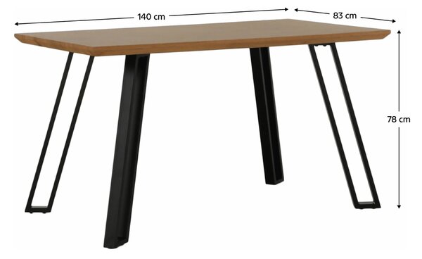 Masa PEDAL, stejar/negru, 140x80x76 cm