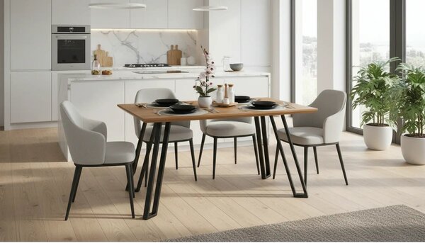 Masa PEDAL, stejar/negru, 140x80x76 cm