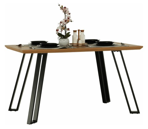 Masa PEDAL, stejar/negru, 140x80x76 cm