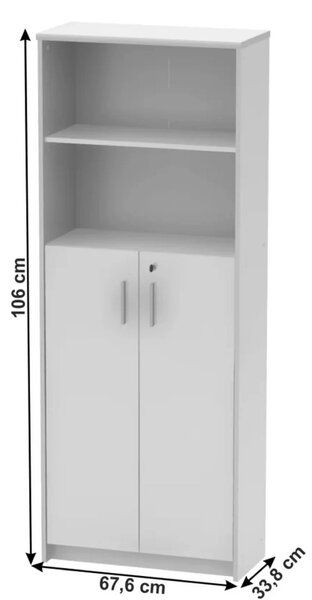 Dulap JOHAN 2 NEW 10, alb, PAL melaminat, cu 2 usi, 73x34x186 cm