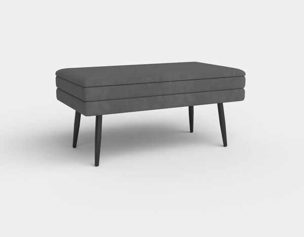 Bancuta VELVA, gri/negru, stofa catifelata/metal, cu spatiu pentru depozitare, 78x35x40 cm