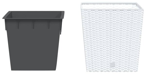 Jardinieră cu interior detașabil, alb, 21 / 32 L, PP ratan