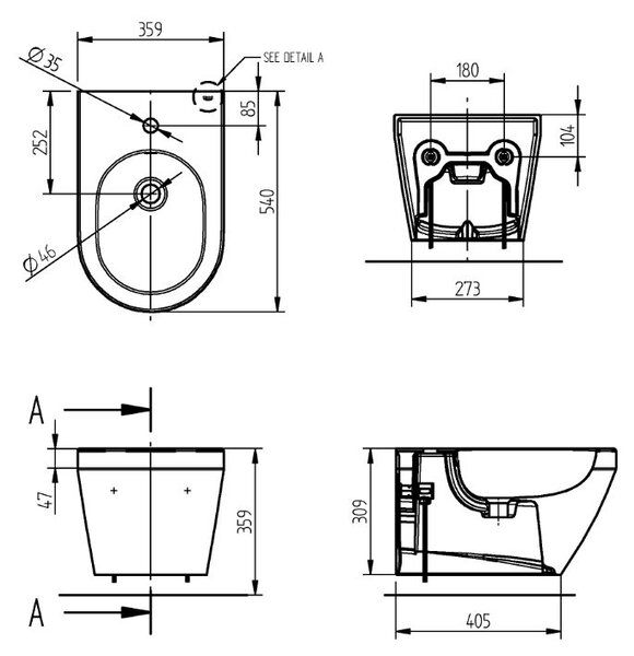 Grohe Euro Ceramic bideu agăţat alb 102487SH00