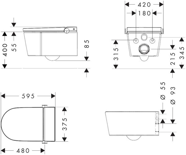 Hansgrohe LavaPura Element S vas de spălat agăţat fără margine cu spălare turbionară alb 63021450