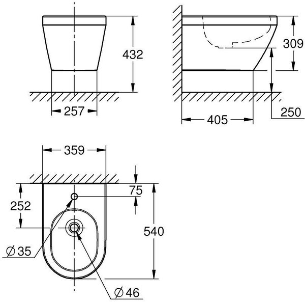 Grohe Euro Ceramic bideu agăţat alb 102487SH00