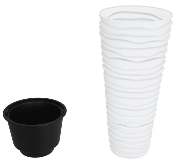 Jardinieră cu interior detașabil, alb, 18 / 45 L, PP canelat