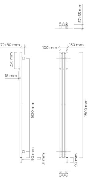 Oltens Stang (s) încălzitor electric 180x13 cm alb 55124000