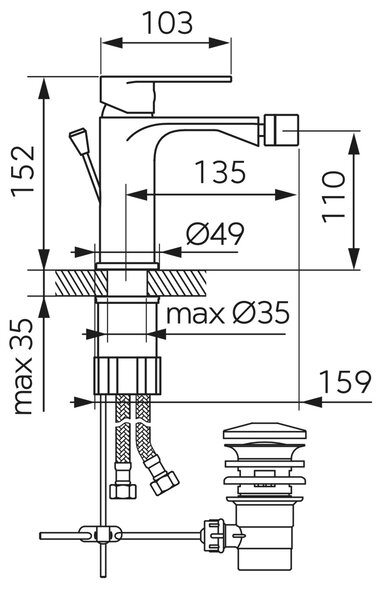 Ferro Talassa baterie bideu stativ crom BAL6