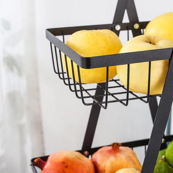 Cos cu trei niveluri pentru fructe si legume PATERA, negru