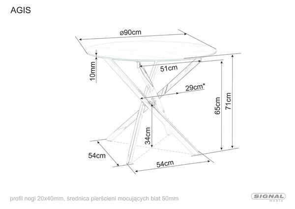 Masa AGIS, transparent/auriu, sticla securizata/metal, 90x90x75 cm