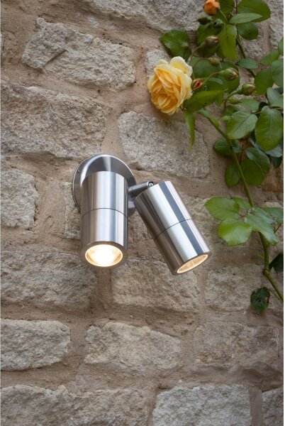 Där Lighting ORT0968 - Aplica LED de exterior ORTEGA, spot montat pe perete, 2xGU10/5W/230V, IP65, cromat