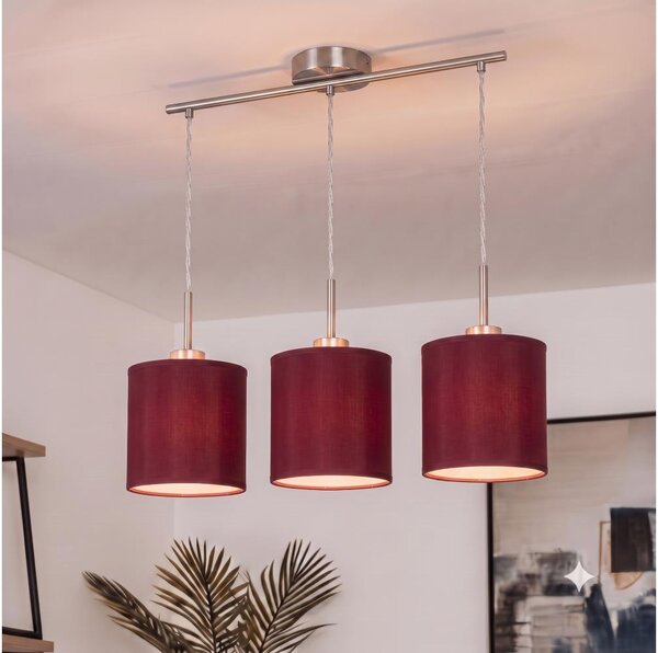 Brilagi - Lustră LED suspendată pe cablu NUBILA, 3x E27/60W/230V, roșu pompeian