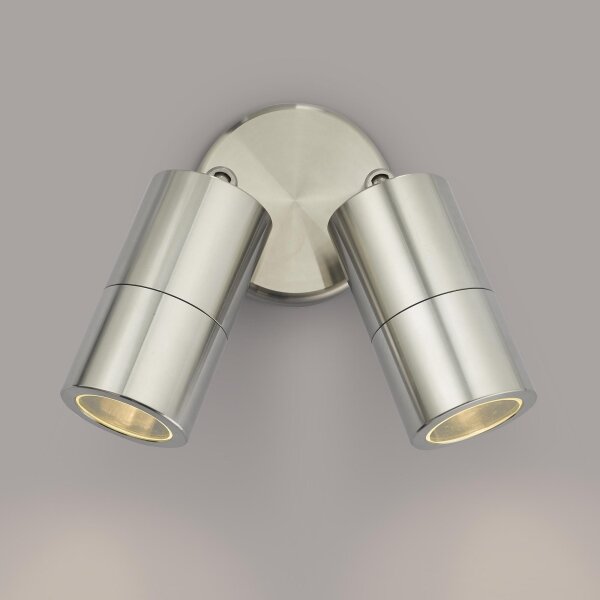 Där Lighting ORT0968 - Aplica LED de exterior ORTEGA, spot montat pe perete, 2xGU10/5W/230V, IP65, cromat