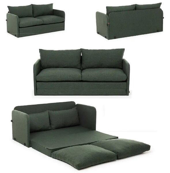 Canapea extensibila 2 locuri moderna, 200x148 cm – stofa verde – Saga