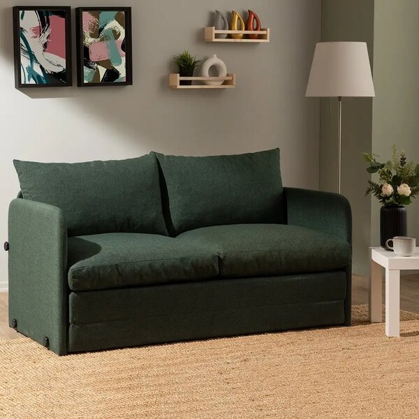 Canapea extensibila 2 locuri moderna, 200x148 cm – stofa verde – Saga