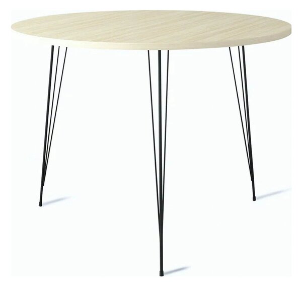 Masa SANDALF, stejar/negru, PAL melaminat/metal, 90x90x75 cm