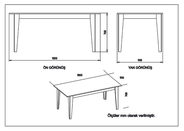 Masa POLK, negru cu efect de marmura, PAL melaminat, 180x90x77 cm