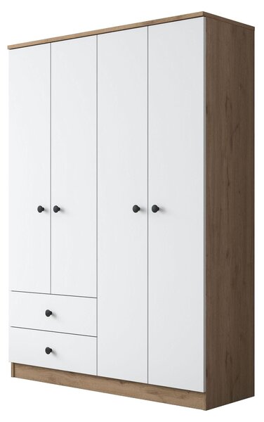 Dulap BA108-2067, alb/nuc, PAL melaminat, cu 4 usi si 2 sertare, 120x4